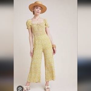 Faithfull The Brand Anthro Laszlo Floral Puff Sleeve Smocked Jumpsuit 2